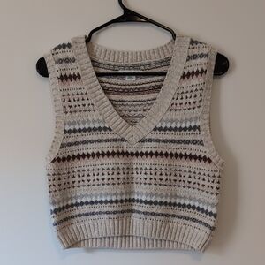 American Eagle Striped Knit Sweater in Cream, Brown, Gray